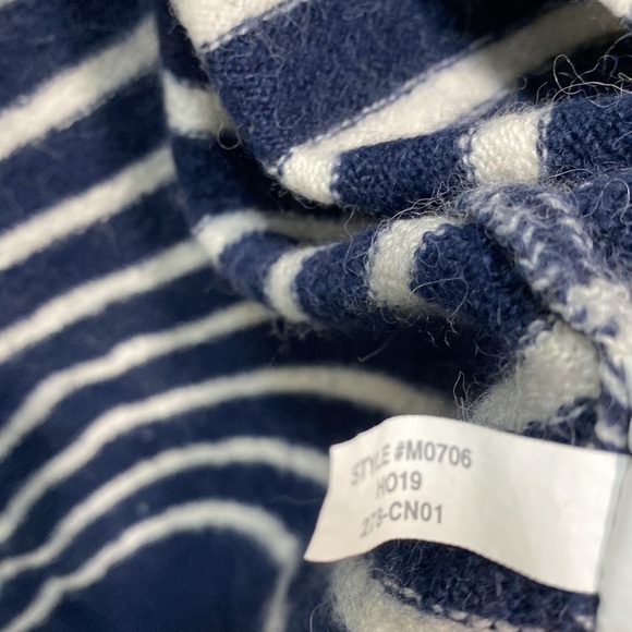 MADEWELL Cozy Walker Open Cardigan Wool Alpaca Blue White Stripe Sweater M0706 - Picture 6 of 9